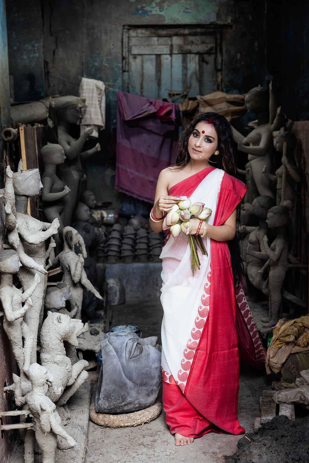 Kolka Durga Lal Mahapar Soft Tangail Saree