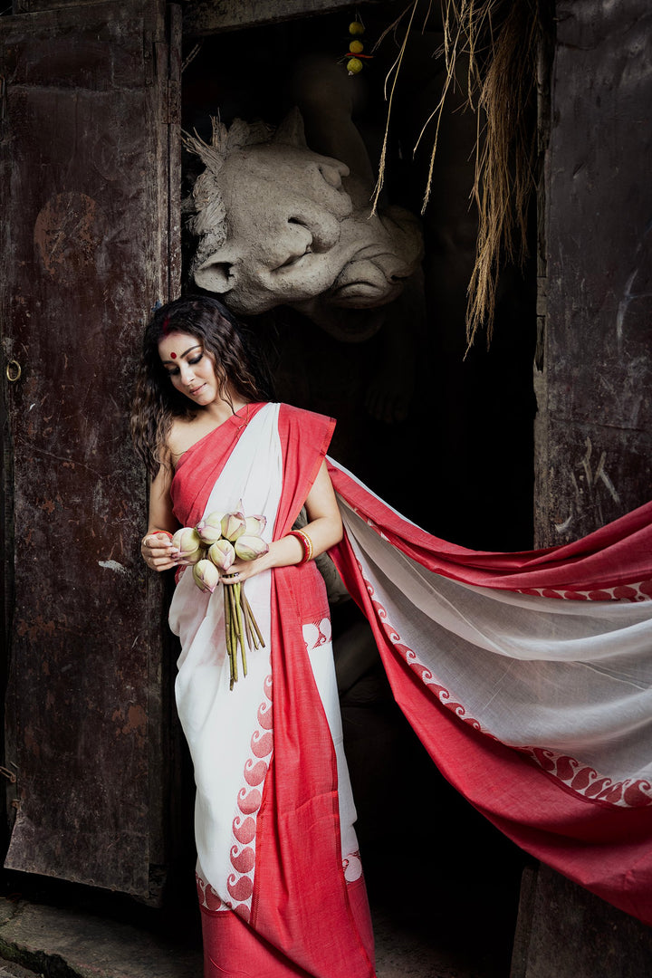 Kolka Durga Lal Mahapar Soft Tangail Saree