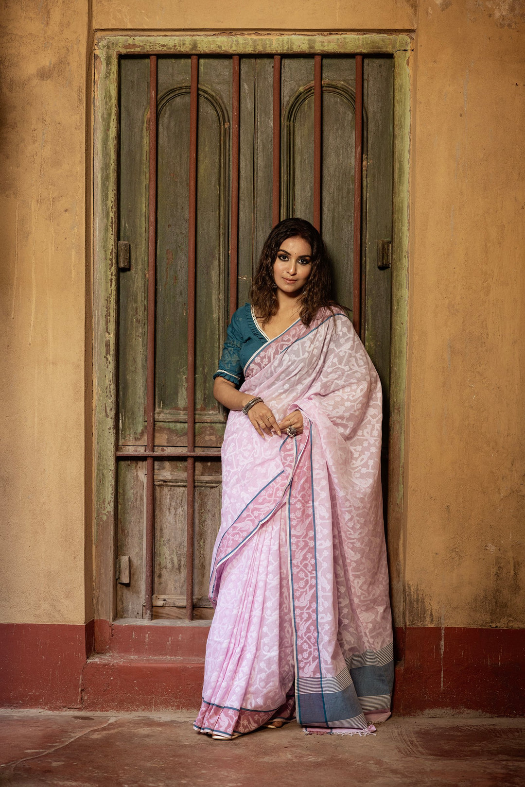 Golapi Mon Pakhi Cotton Jamdani Saree
