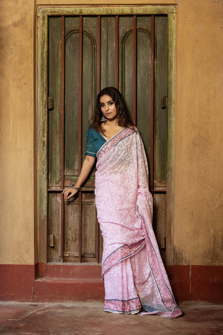 Golapi Mon Pakhi Cotton Jamdani Saree