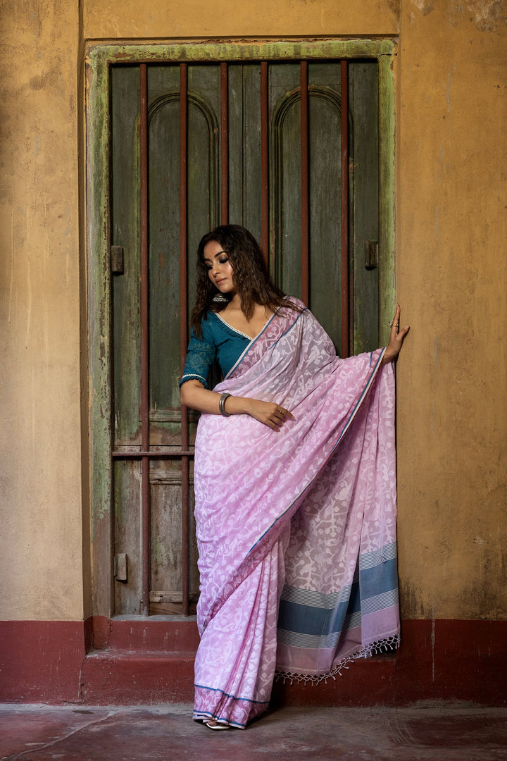 Golapi Mon Pakhi Cotton Jamdani Saree