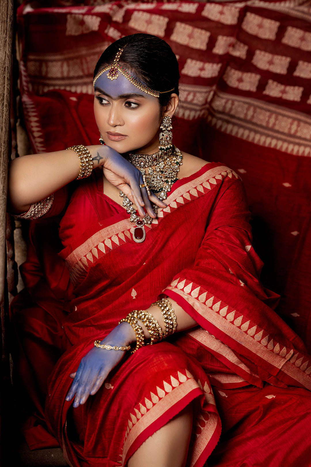 Rakta Abir Matka Silk Jamdani Saree