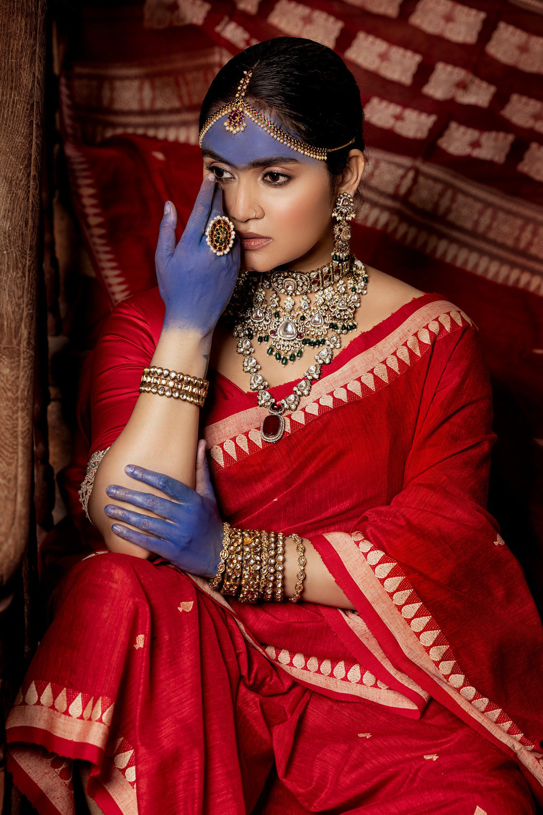 Rakta Abir Matka Silk Jamdani Saree