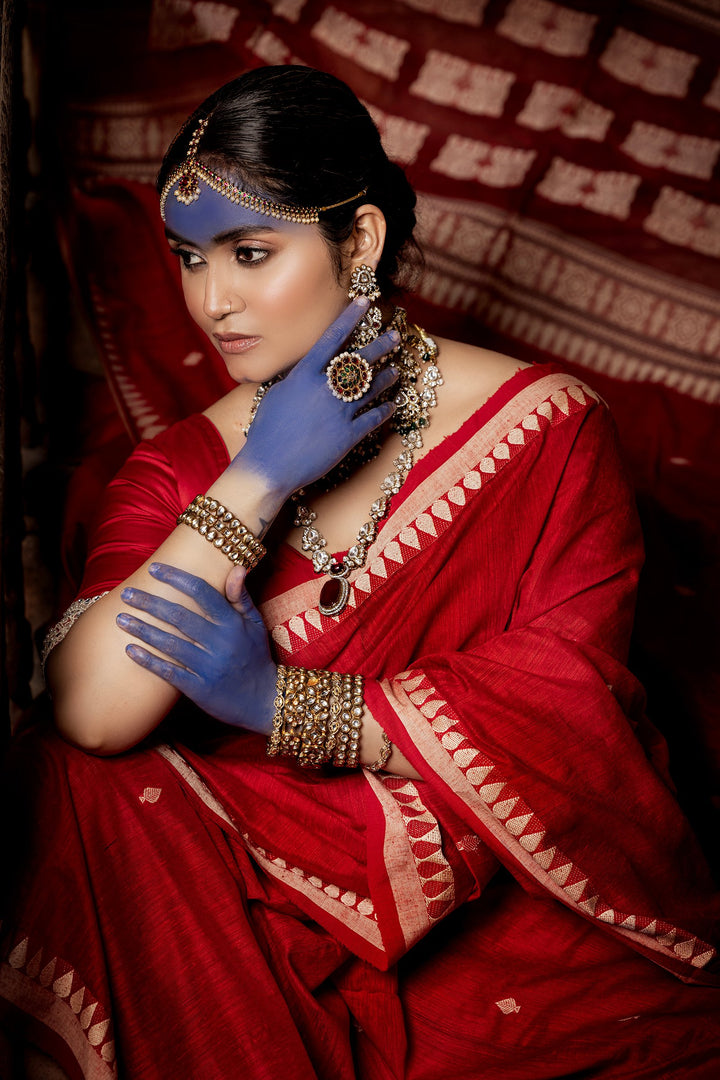 Rakta Abir Matka Silk Jamdani Saree