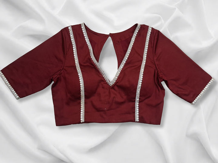 Wine Whisper Zari Festive Cotton Blouse