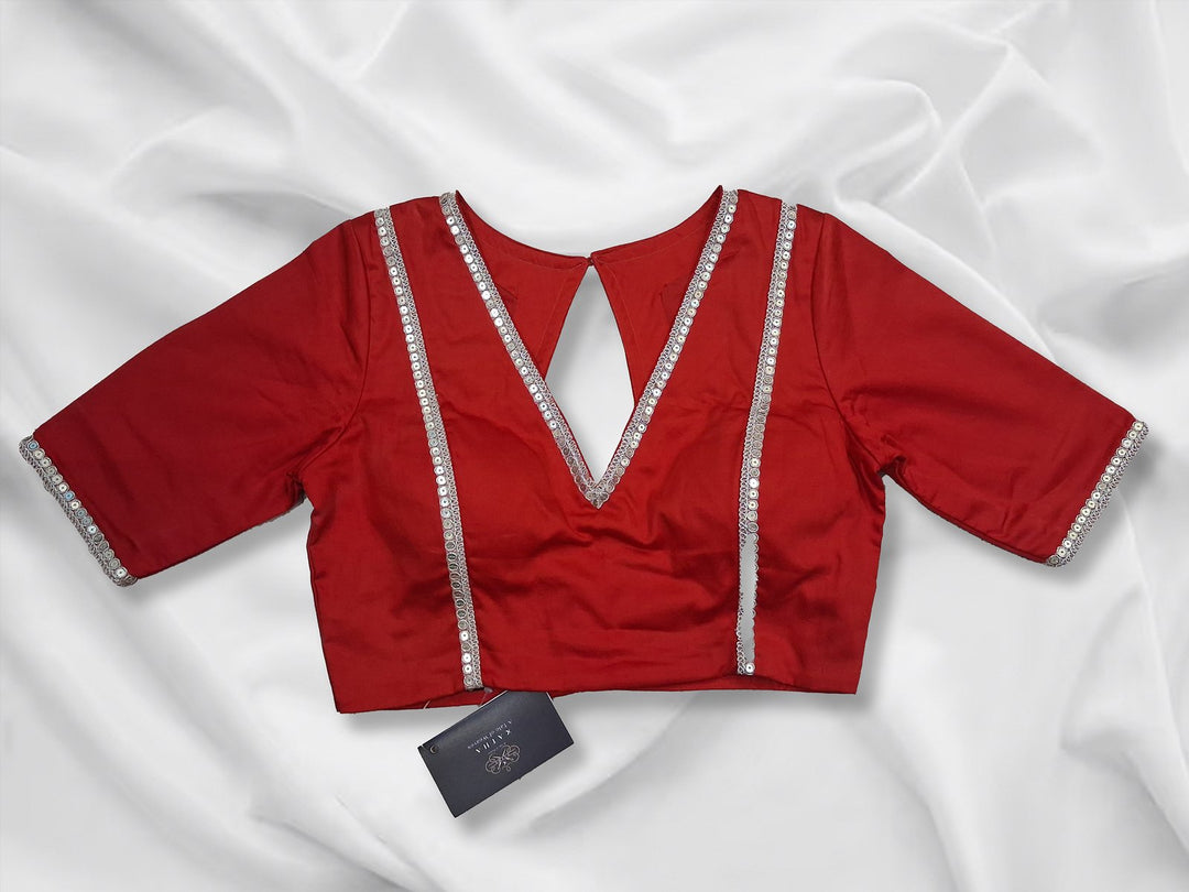 Cherry Crush Zari Festive Cotton Blouse