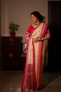 Doodh e Alta Handloom Cotton Jamdani Saree