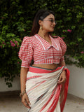 Calcutta Check Red & White Gingham Collar Cotton Blouse