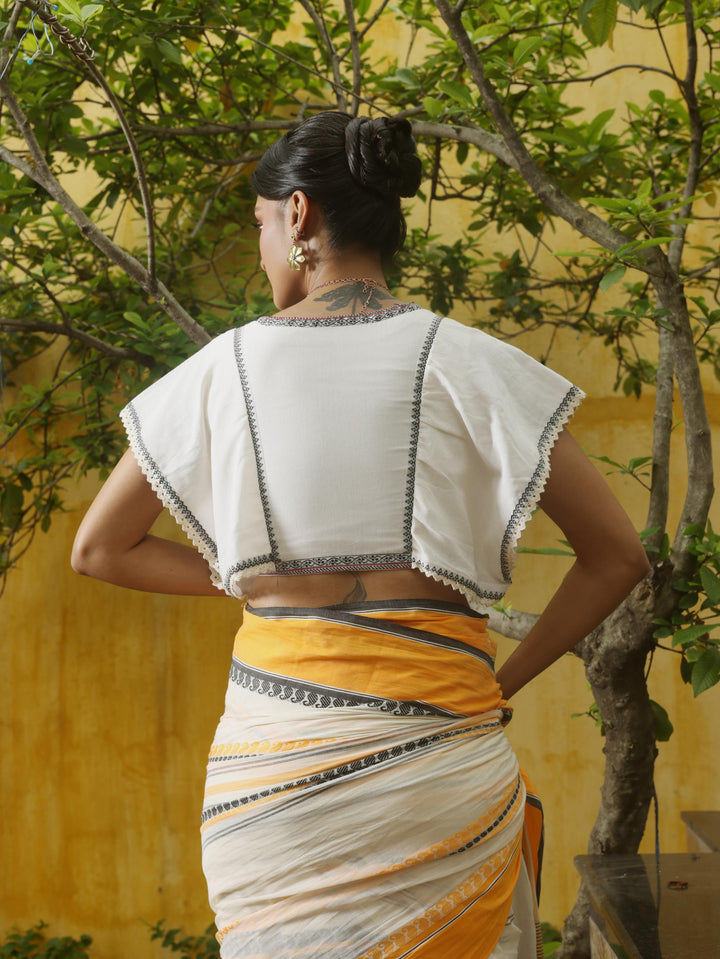 Maidan Breeze Kaftan White Cotton Jamdani Blouse