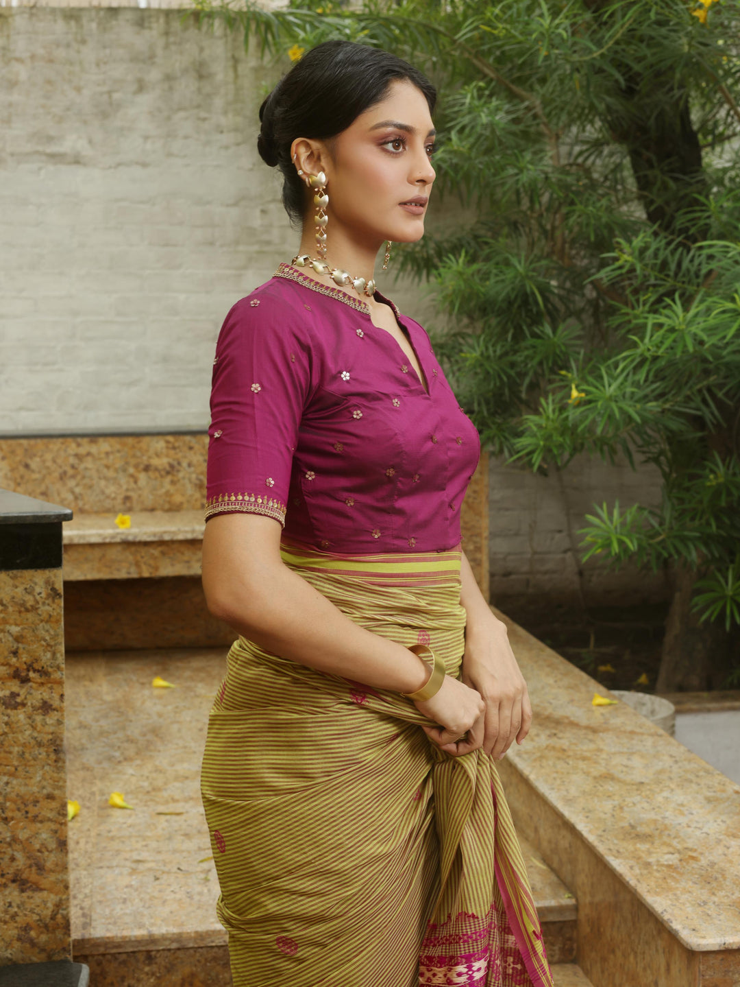 The Grand Starlet Hand Embroidered Magenta Silk Blouse