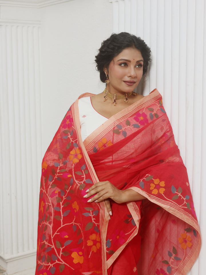Shobha Bazar Rajbari Handwoven Cotton Jamdani Saree
