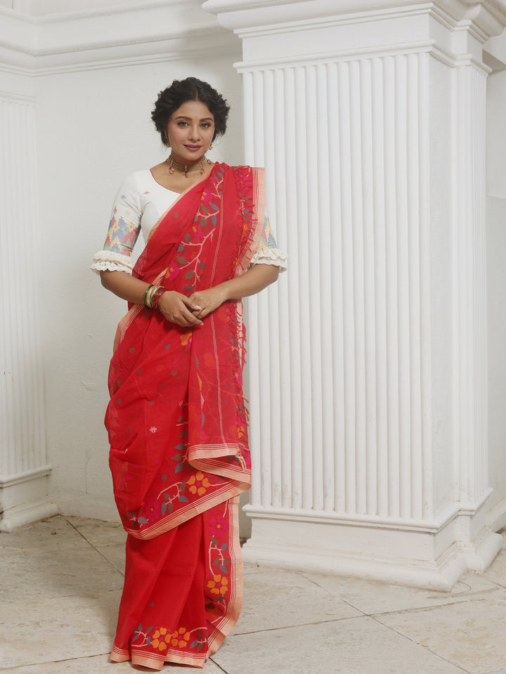 Shobha Bazar Rajbari Handwoven Cotton Jamdani Saree