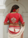 The Shirgarh Lion Coral Red Silk Blouse