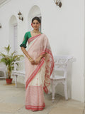 Chowringhee Classic Lal Par Sada Cotton Jamdani Saree