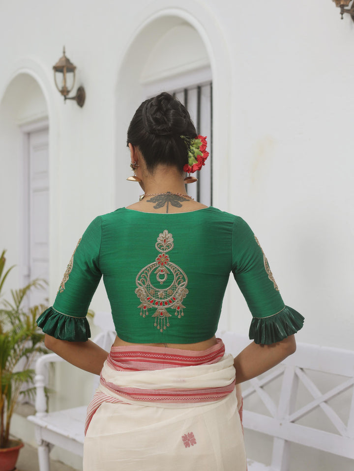 The Emerald Kanbala Jhumko Hand Embroidered Blouse