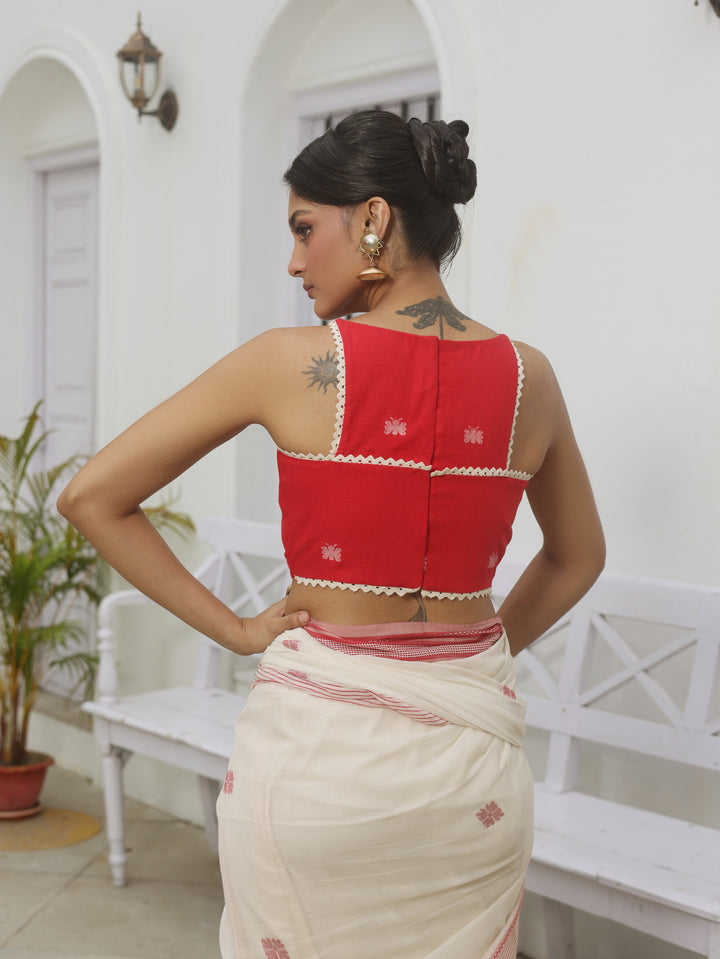 Trincas Cabaret Racerback Red Cotton Jamdani Blouse