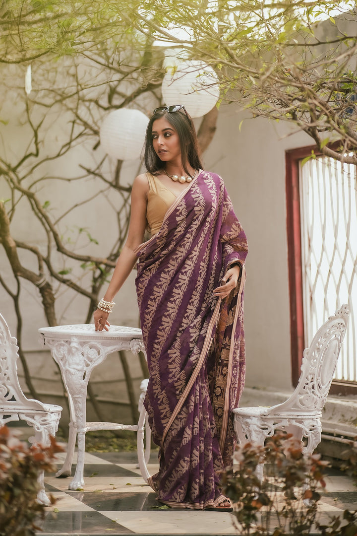 Lavender Lush Jamdani Saree