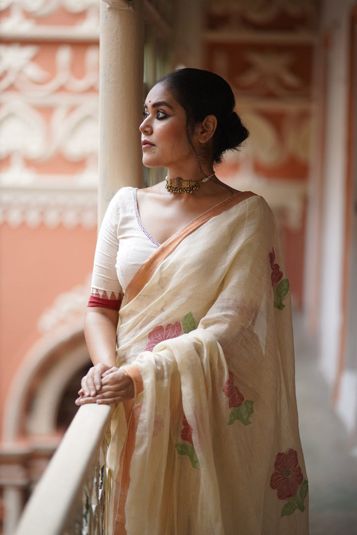 Guldasta – Kusumika Linen Jamdani Saree