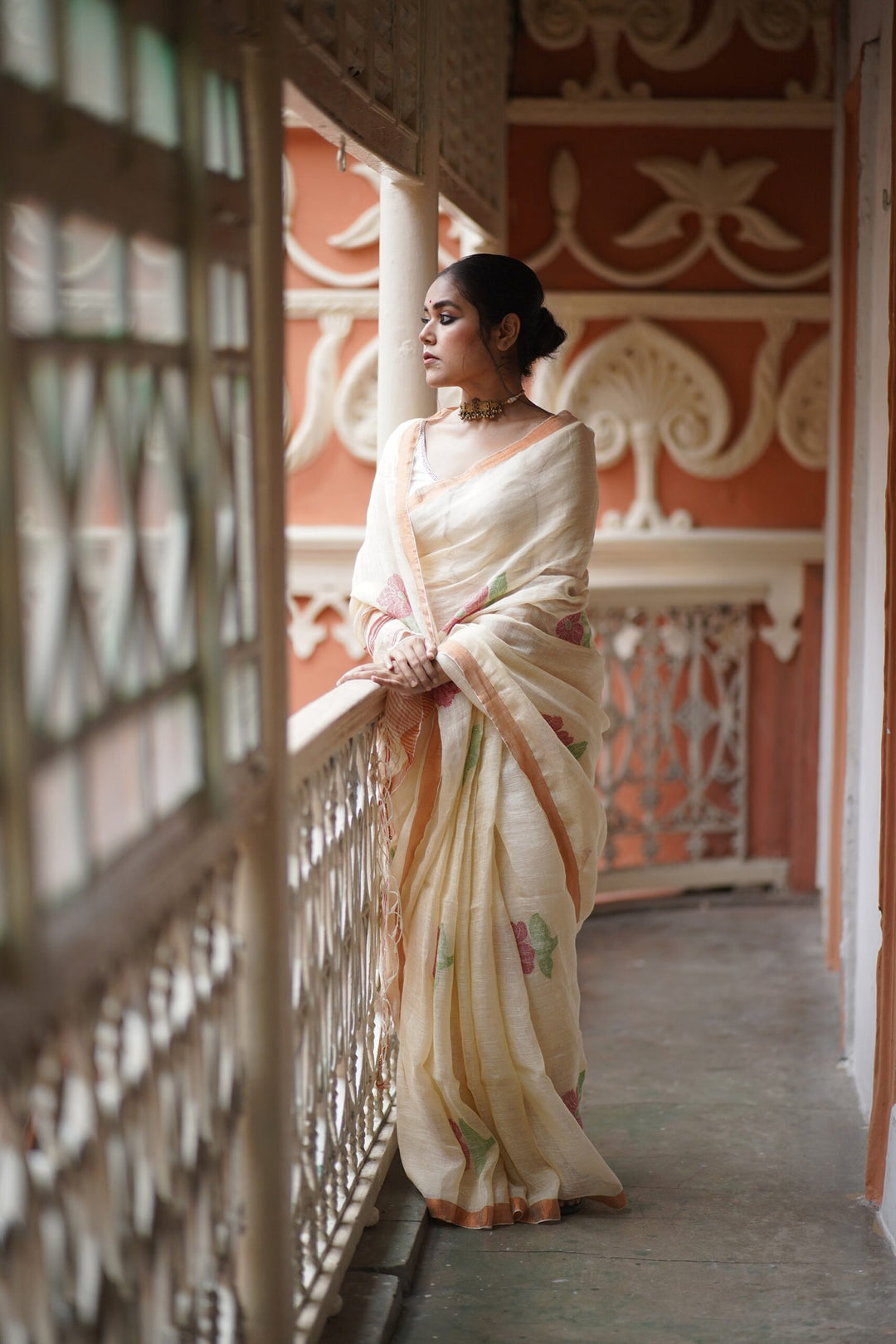 Guldasta – Kusumika Linen Jamdani Saree