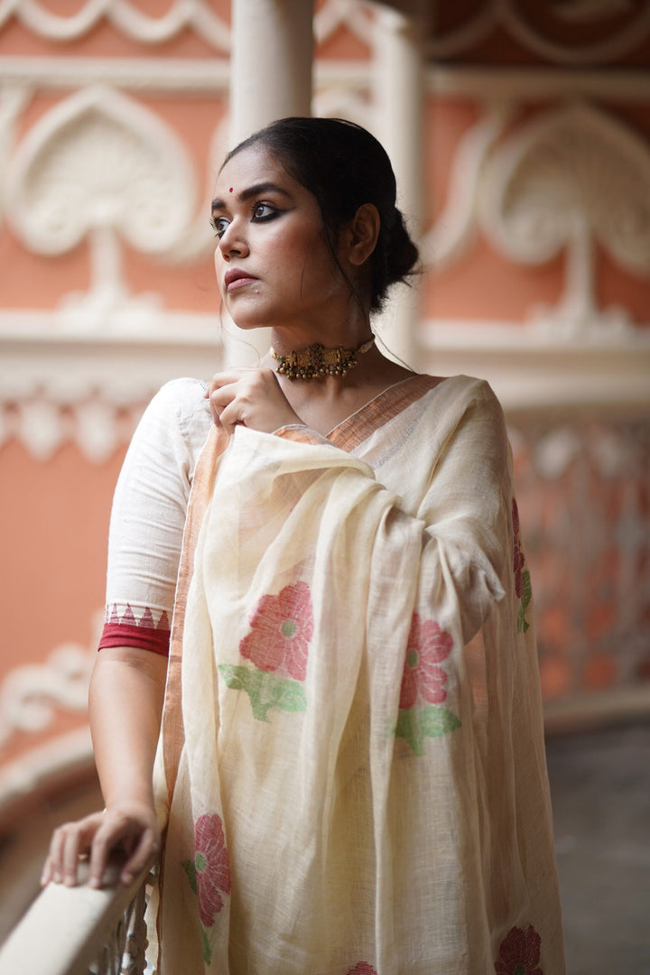 Guldasta – Kusumika Linen Jamdani Saree