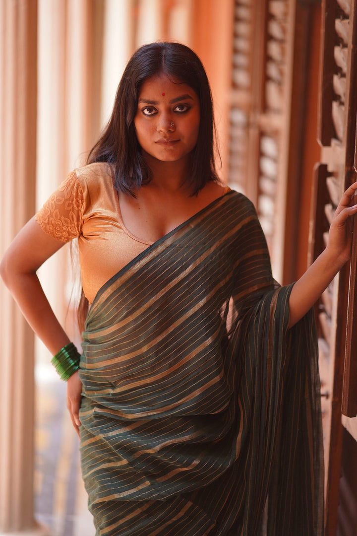 Panna Rekha Jamdani Saree