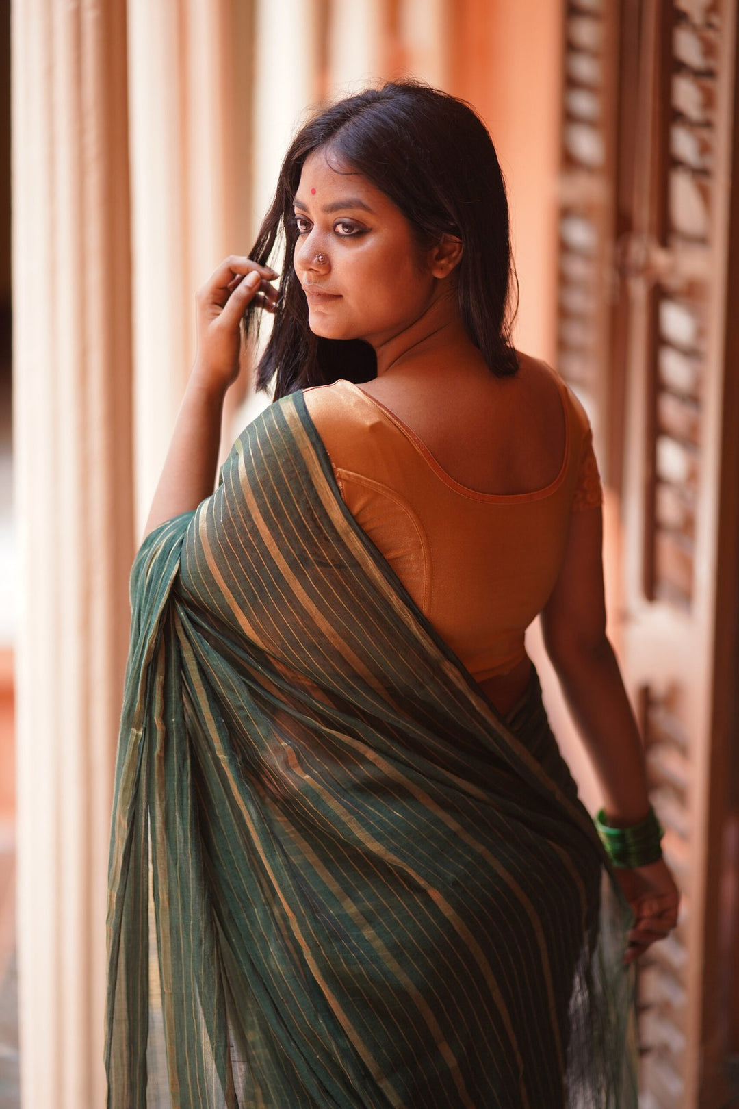 Panna Rekha Jamdani Saree