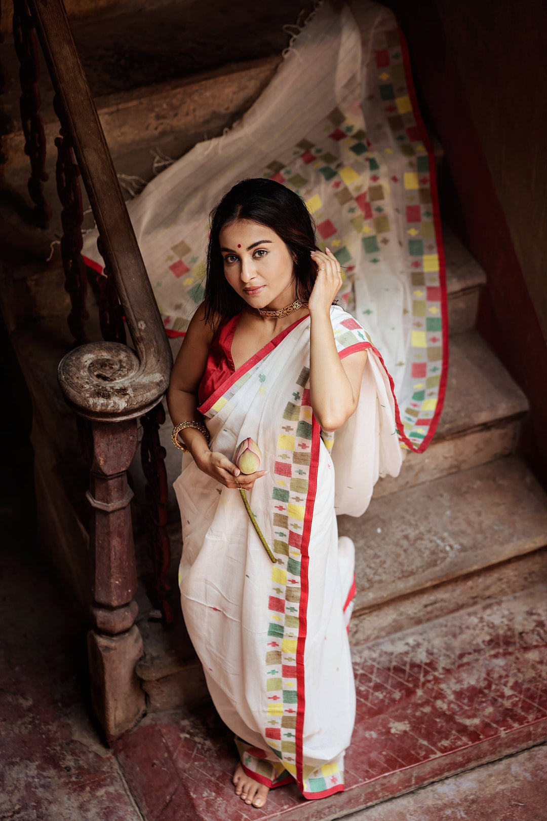 Kumorer Potchitro Cotton Jamdani Saree