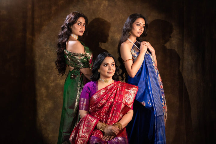 Maharani Swarna Katha - Dual-Tone Purple &amp; Royal Pink Swarnachuri Silk Saree