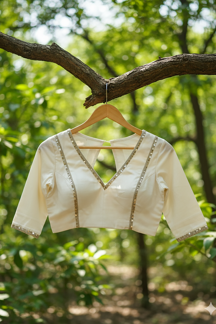 Pearl Haze Zari Festive Cotton Blouse