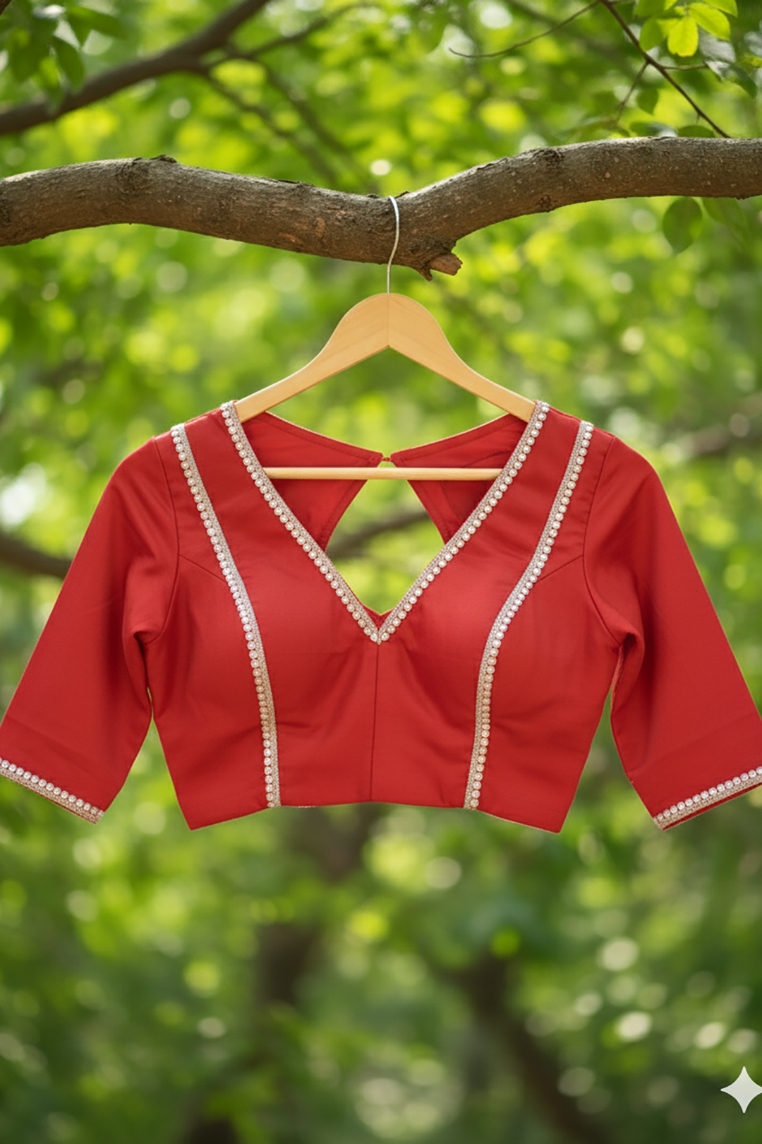 Cherry Crush Zari Festive Cotton Blouse