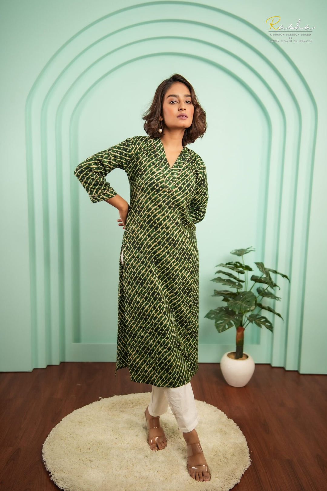 Emerald Elegance Green Printed Kurta