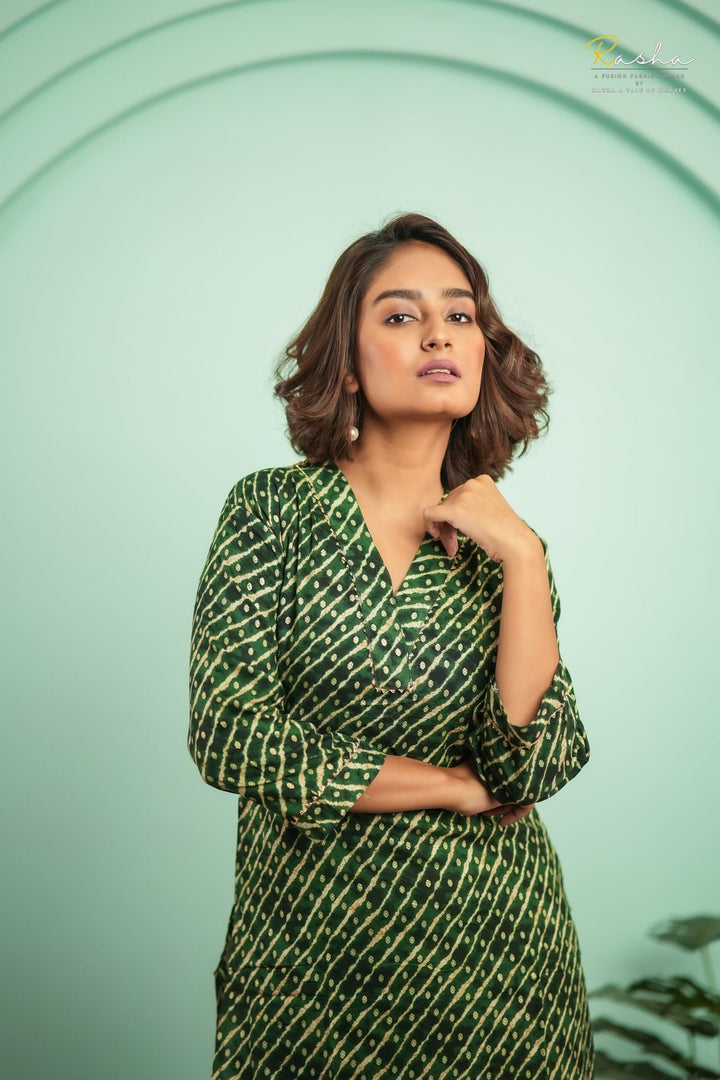 Emerald Elegance Green Printed Kurta