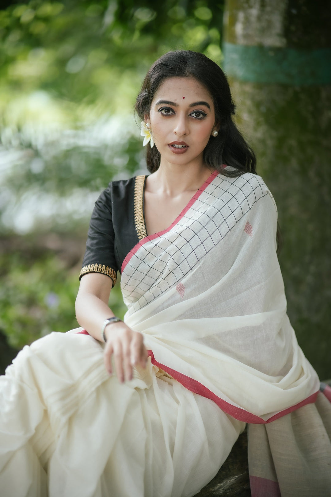 Chhaya Checkmate Cotton Handloom Jamdani Saree