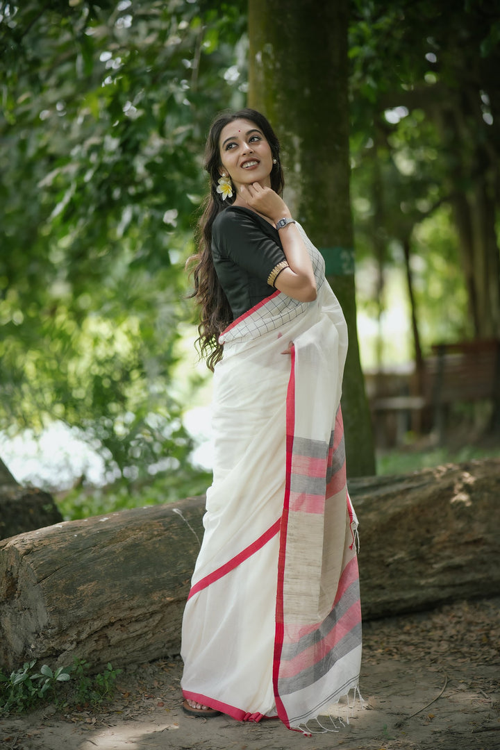Chhaya Checkmate Cotton Handloom Jamdani Saree