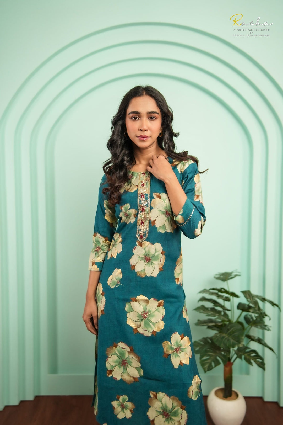 Azure Blossom - Blue Kurta For Women