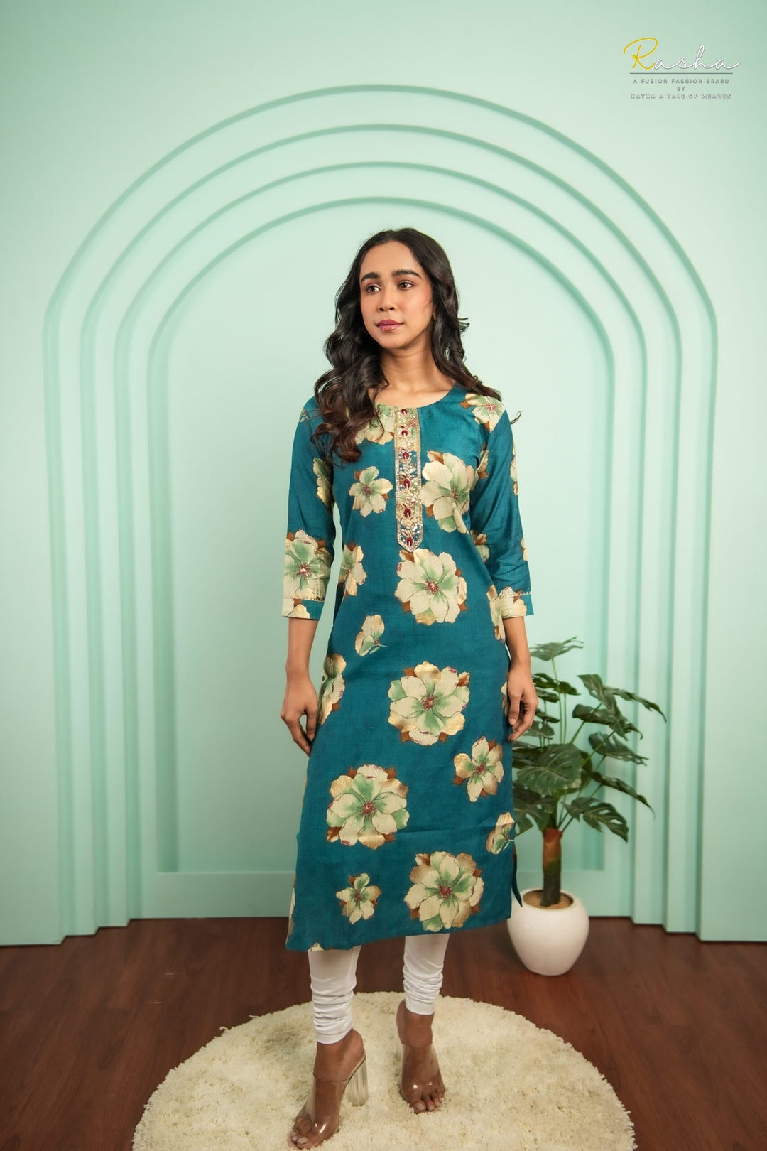 Azure Blossom - Blue Kurta For Women