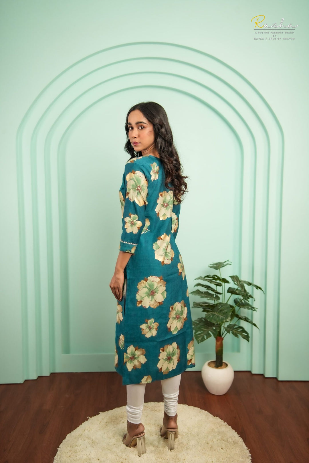 Azure Blossom - Blue Kurta For Women