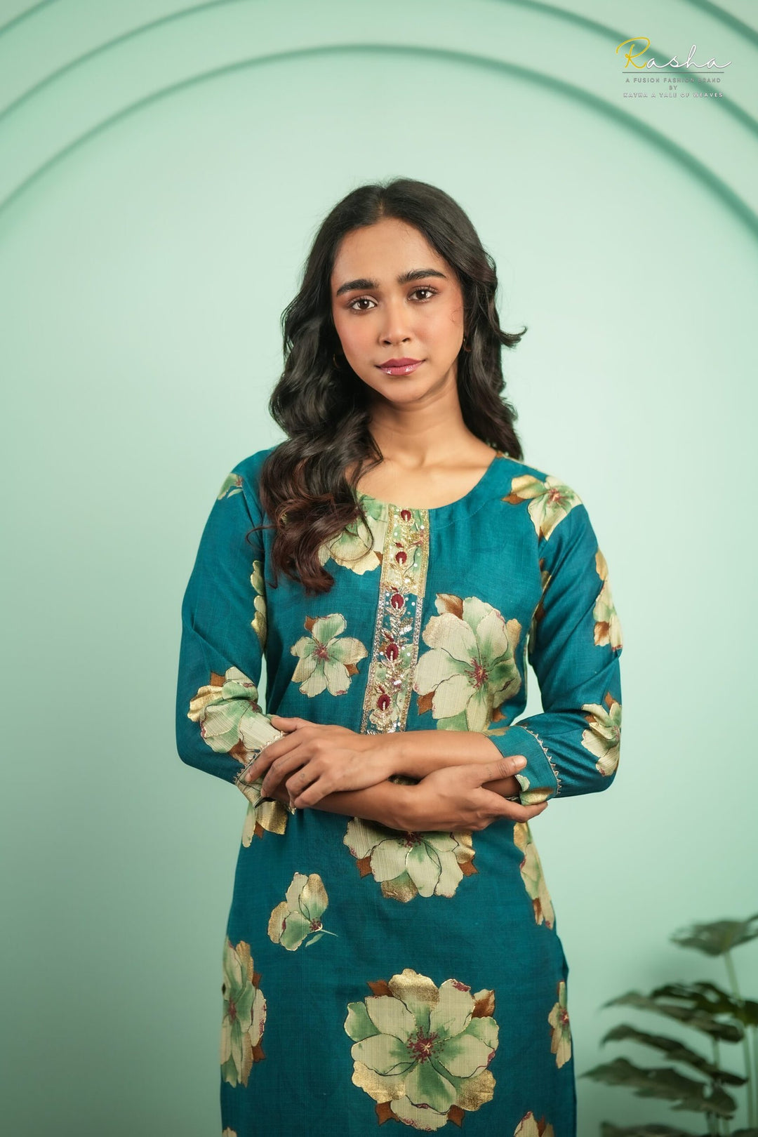 Azure Blossom - Blue Kurta For Women