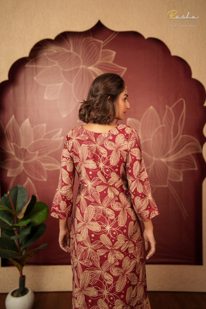 Garnet Garden Maroon Kurta For Women