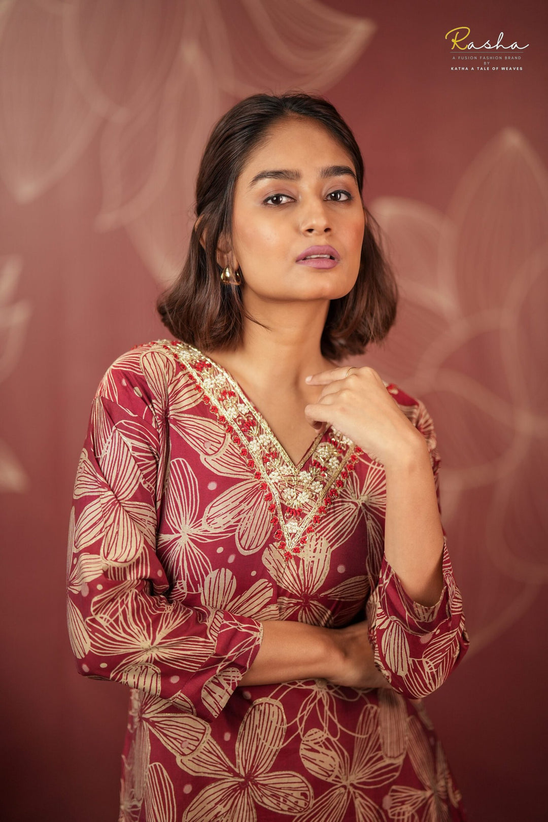 Garnet Garden Maroon Kurta For Women