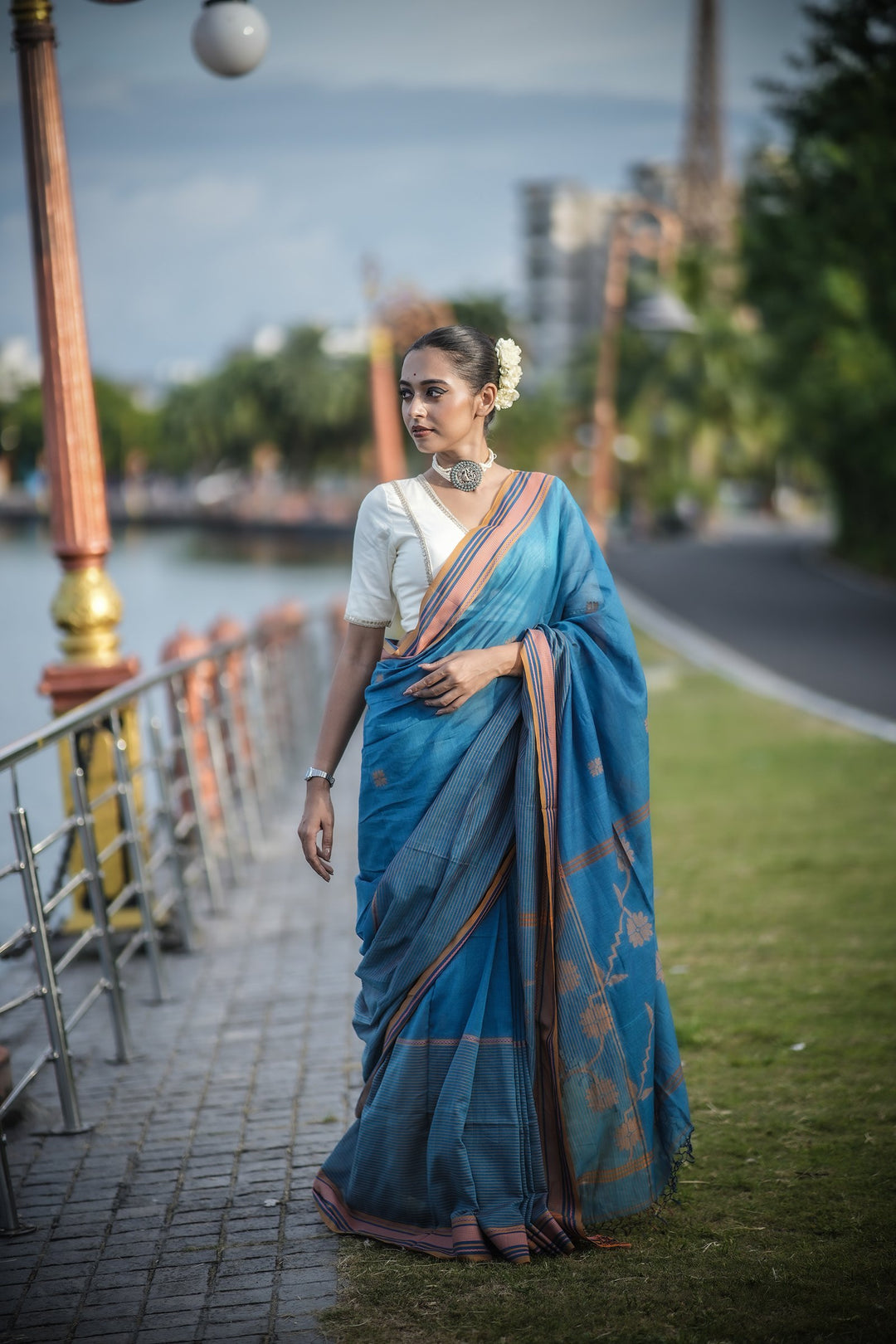 Neelima Cotton Handloom Jamdani Saree
