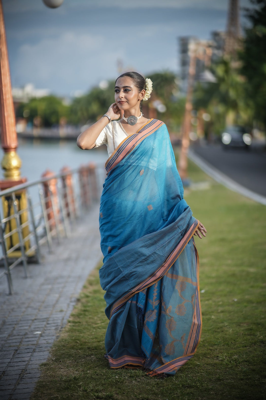 Neelima Cotton Handloom Jamdani Saree