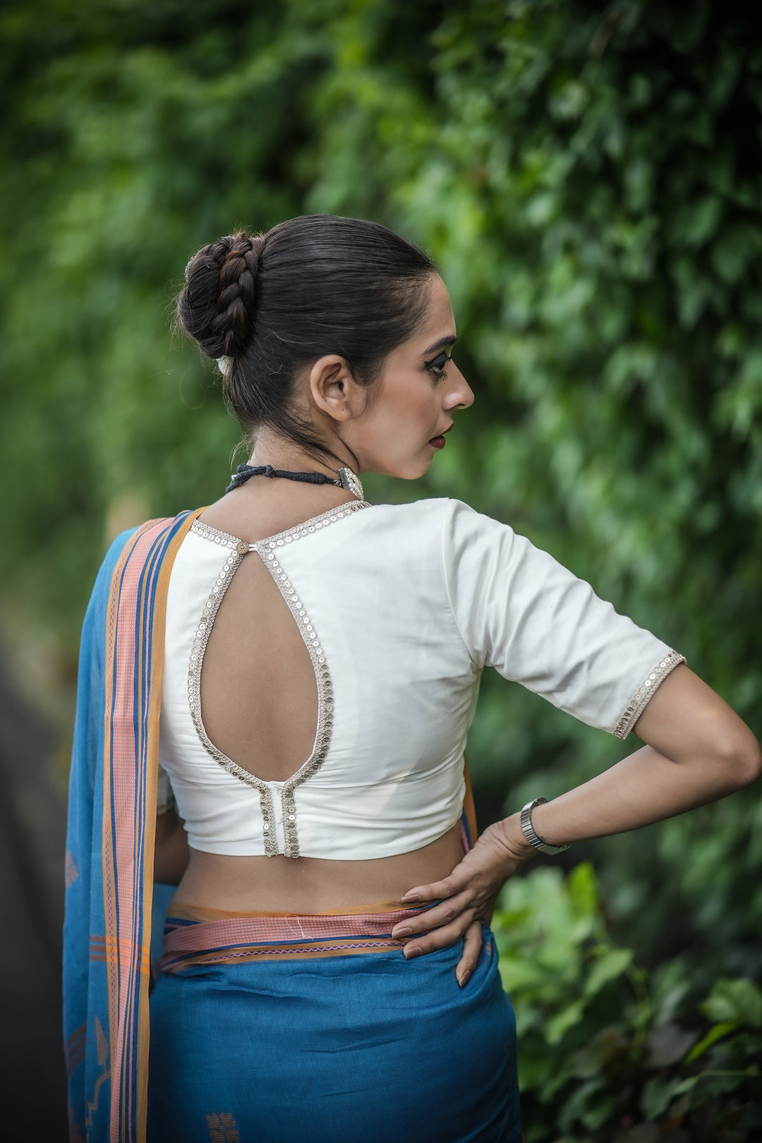 Pearl Haze Zari Festive Cotton Blouse