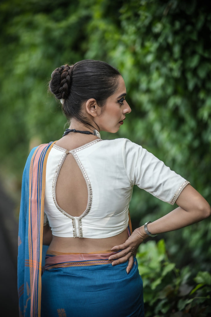 Pearl Haze Zari Festive Cotton Blouse