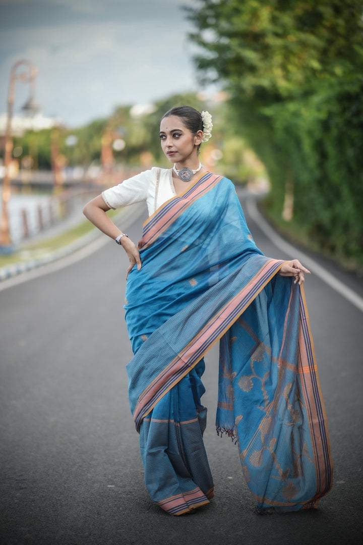 Neelima Cotton Handloom Jamdani Saree