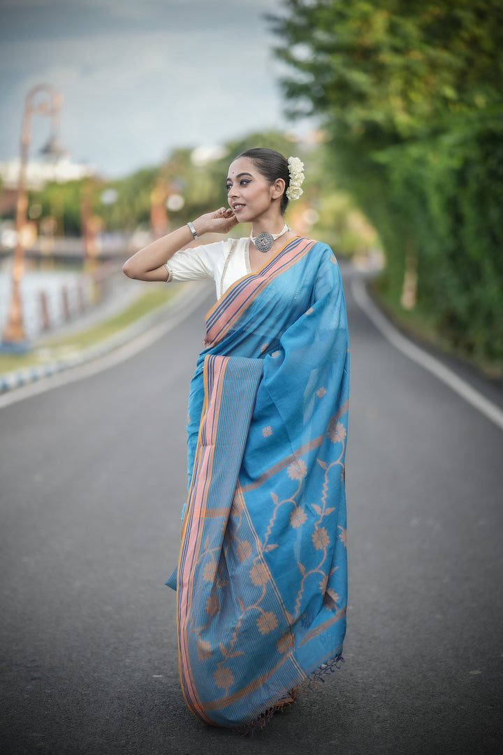 Neelima Cotton Handloom Jamdani Saree