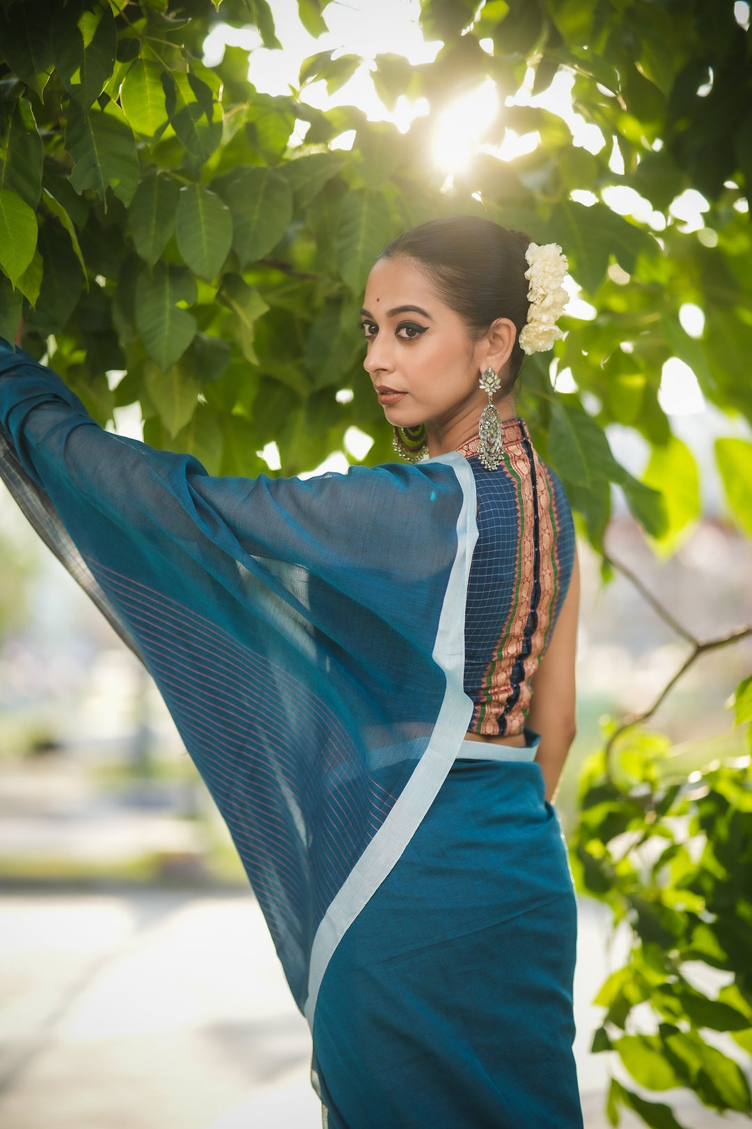 Peacock Pop Cotton Handloom Saree