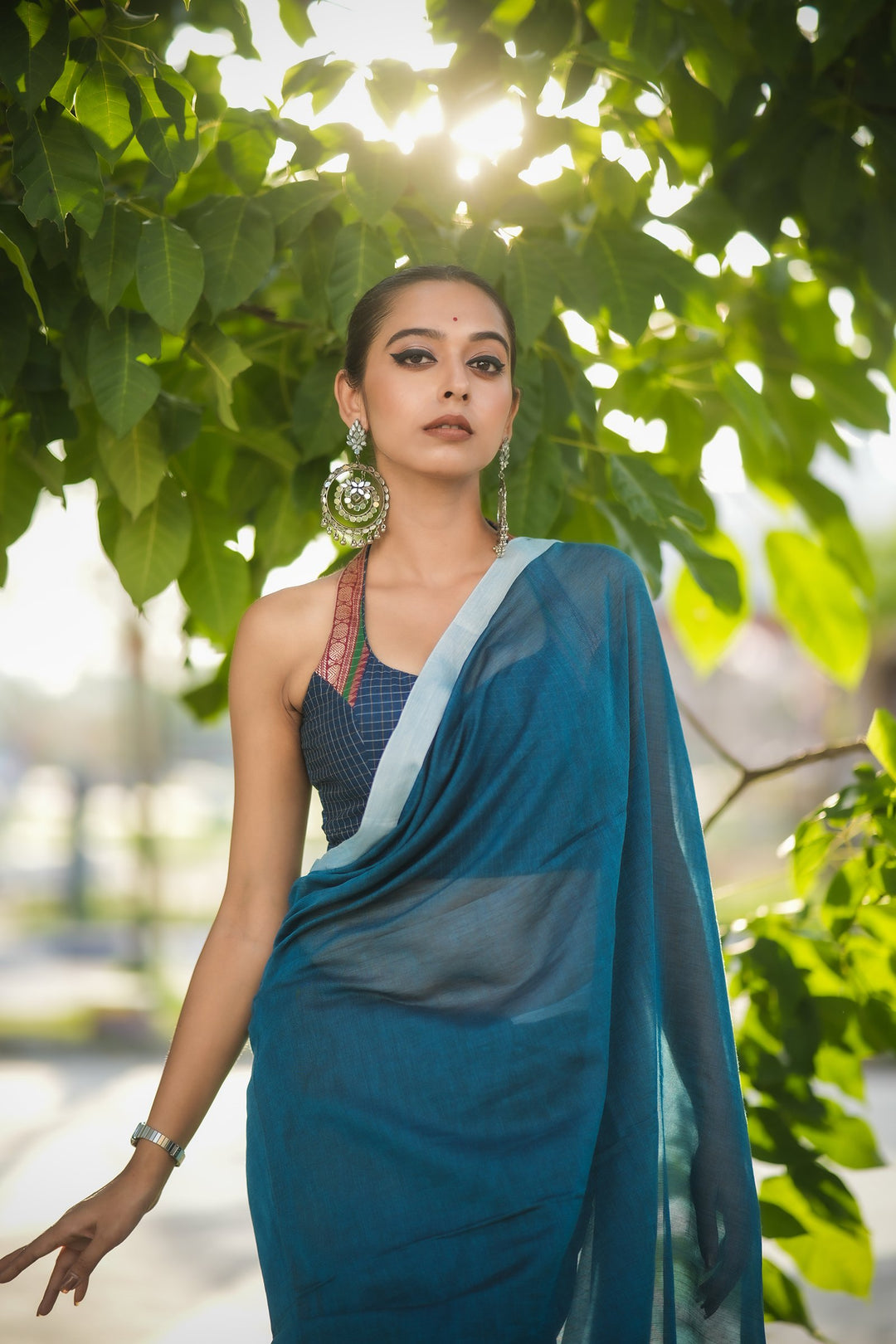Peacock Pop Cotton Handloom Saree