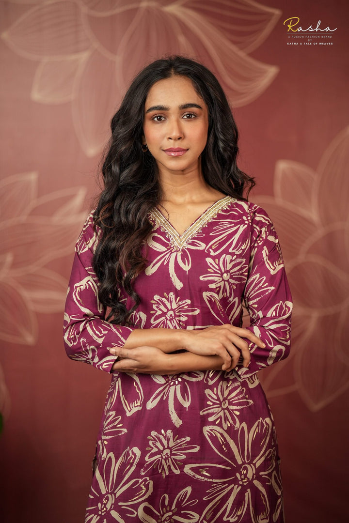 Babylon Bloom - Wine Kurta For Women