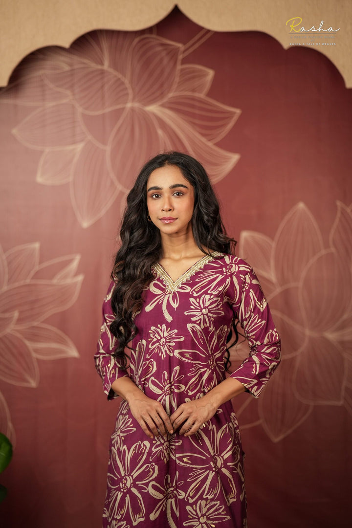 Babylon Bloom - Wine Kurta For Women
